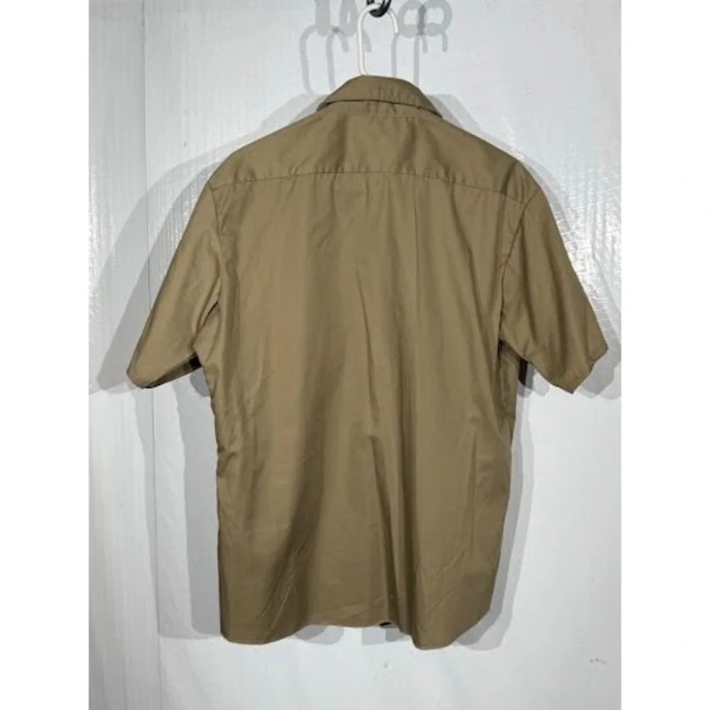 Vintage 1970s Sears Work & Leisure Short Sleeve Button Down Shirt Tan Large